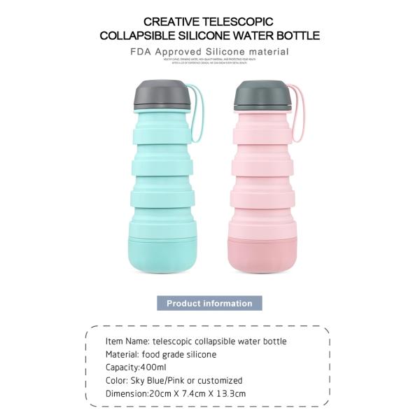 400ML Telescopic Silicone Bottle With Pill Storage Space
