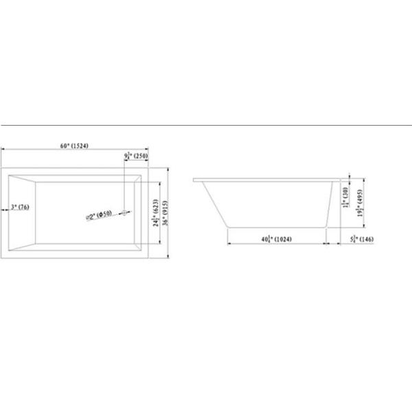 cUPC 60 inch drop in acrylic simple bathtub North-America market tub