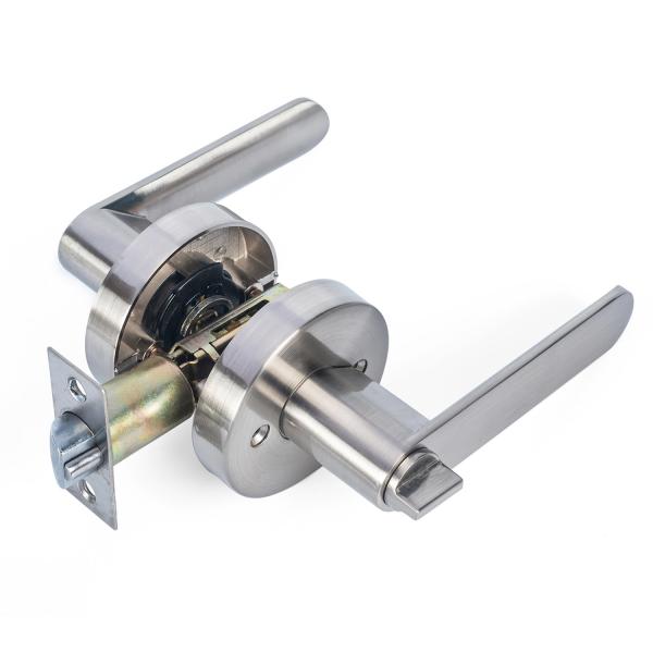 Satin Nickel Lever Set Bloqueio Sala de estar Sala de dormir Banheiro Tubular Portão Garrafa Bloqueio