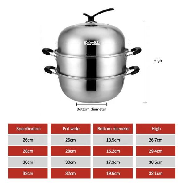 Amazon Top Seller Kitchen Cooking Induction Multi-Layer Stainless Steel Steamer Pot With Bakelite Handle