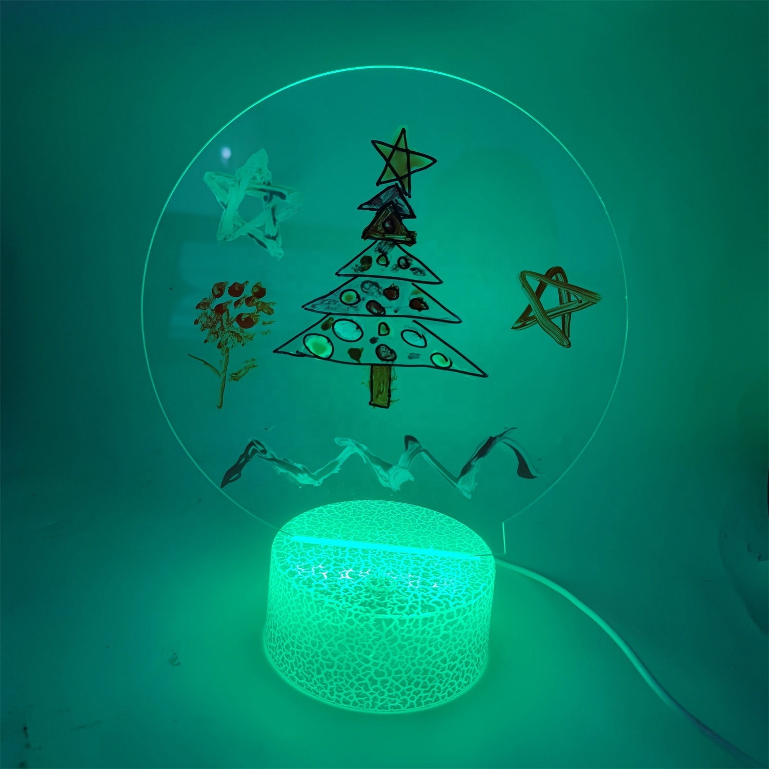OEM Acrylic Plastic Sheets PMMA 3D Acrylic Night Light 16 Colors For Kids Bedroom Decor