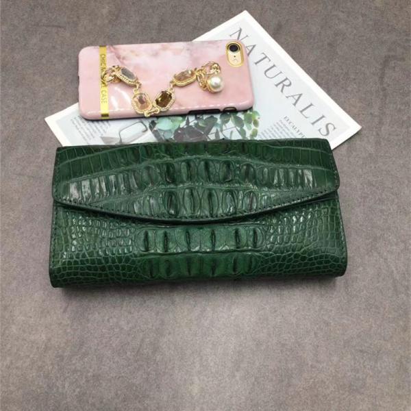 Exotic Real Crocodile Skin Women Large Trifold Wallet Genuine Alligator Leather Female Card Holders Lady Phone Clutch