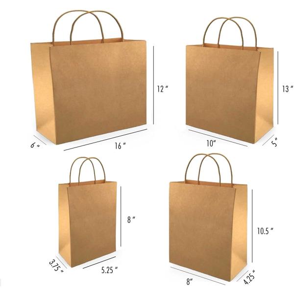 Biodegradable Kraft Paper Coffee Bags Party Bags With Handles 150gsm