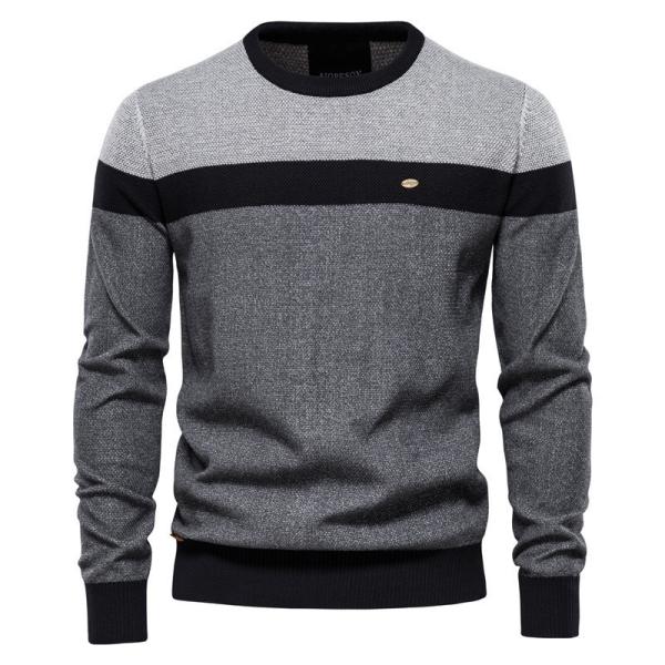 Spring Classic Fall and Spring Men's Knitwear Fashion Crew-Neck Knit Sweater Pullover
