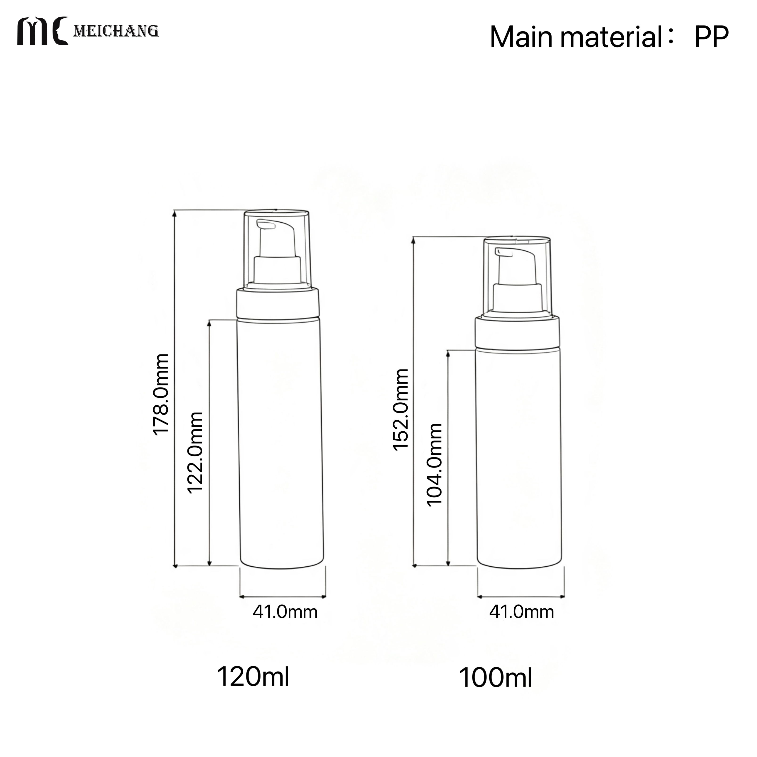 100ml/120ml Biodegradable PP Lotion Pump Bottle for Body Lotion & Serum OEM Cosmetic Packaging(MC-1606)