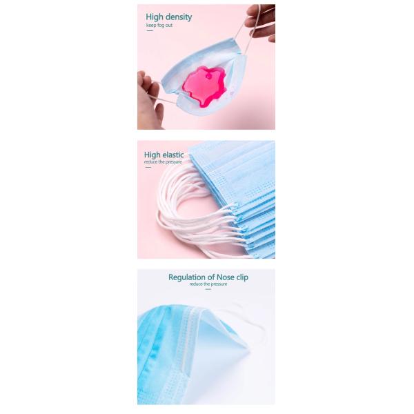 3 Ply Disposable Face Mask , Antibacterial Full Earloop Medical Grade Face Mask