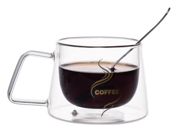 Capacidade de vidro do logotipo 200ml das canecas do copo de café da parede dobro original do Borosilicate