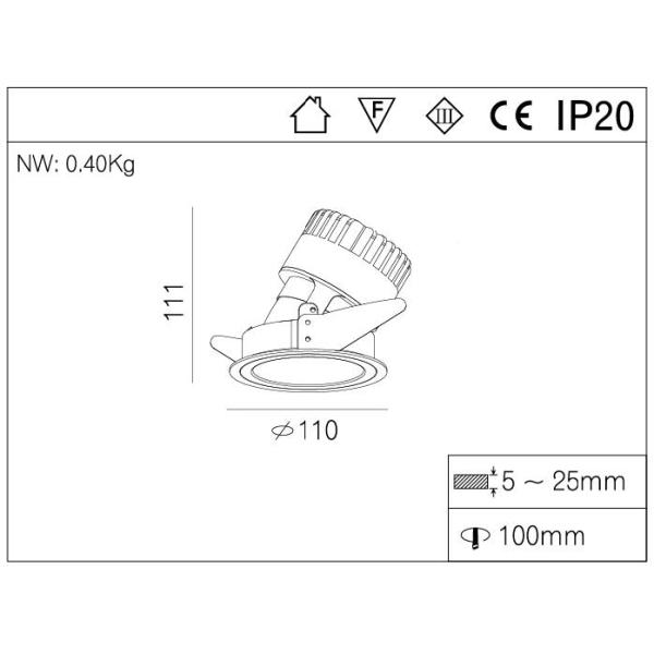 7W 10W Hotel Looby LED Wall Washer Lights Recessed For Indoor Room , Led Cob Downlight