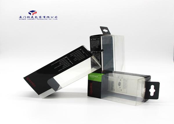 PET Box Clear Window Custom Printed Plastic Boxes With Hang Hole 7.3X7.3X12.8cm
