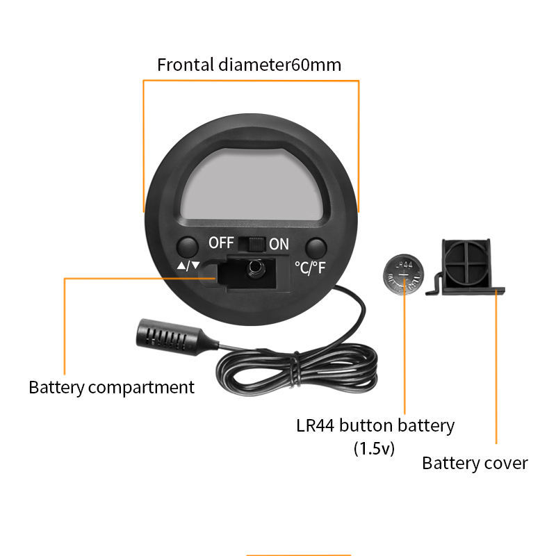 DTH-133 Mini Digital Cigar Thermometer Hygrometer Round Digital Humidity Gauge Monitor Indoor Outdoor Hygrometer Temperature Meter