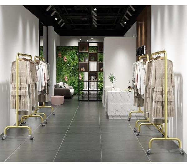 Rolling Commercial Clothing Display Racks 200MM Retail Garment Rack