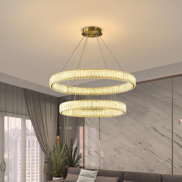 Dimmable Modern Ring Chandelier 90W 315W 3 Ring Crystal Pendant Light