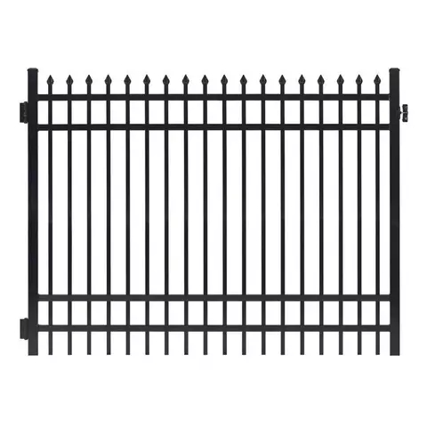 4 Rails Tubular Steel Fence Horizontal Spear Points Sharp Top Steel Bar Fence