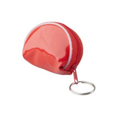Red Zip Around Money Clip Wallet Round - Shaped For Key And Change Storage