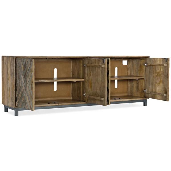 Custom Wooden Kitchen Sideboard Media Console With Glass Doors