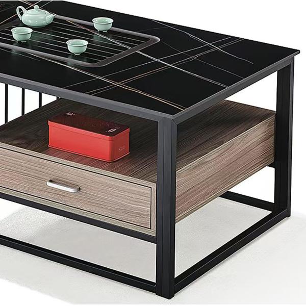 Contemporary Smart Black Coffee TableMultifunctional SlateOffice Furniture Tea Table