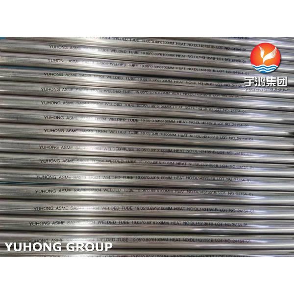ASME SA249 Bright Annealed Stainless Steel 304 Welded Tube For Distiller , 3 / 4 20BWG