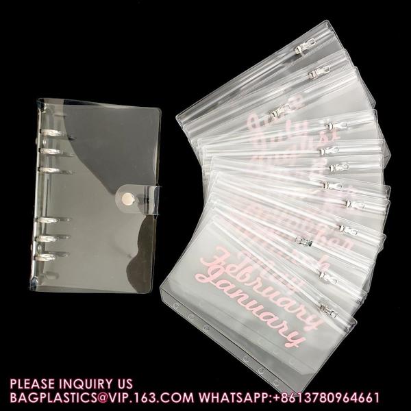 Reusable Cash Stuffing Binder Plan, Money Saving Binder Organizer Books Budget, purse, Metal slider bag zipper bag