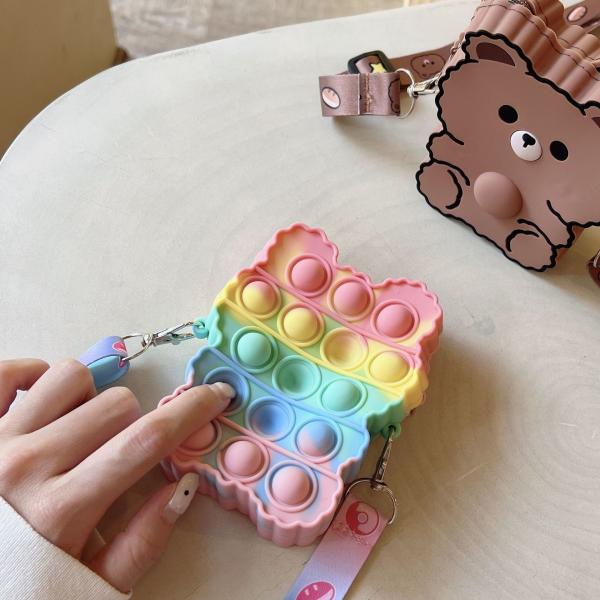 Легкая без BPA силиконовая ручка и карандаш Поп-коробка плечевая сумочка Фиджетные игрушки Сумочка для девочек