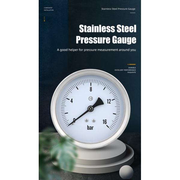 OEM Supported Universal 100mm 1.6% Full ss Manometer Pressure Gauge for Gas and Liquid