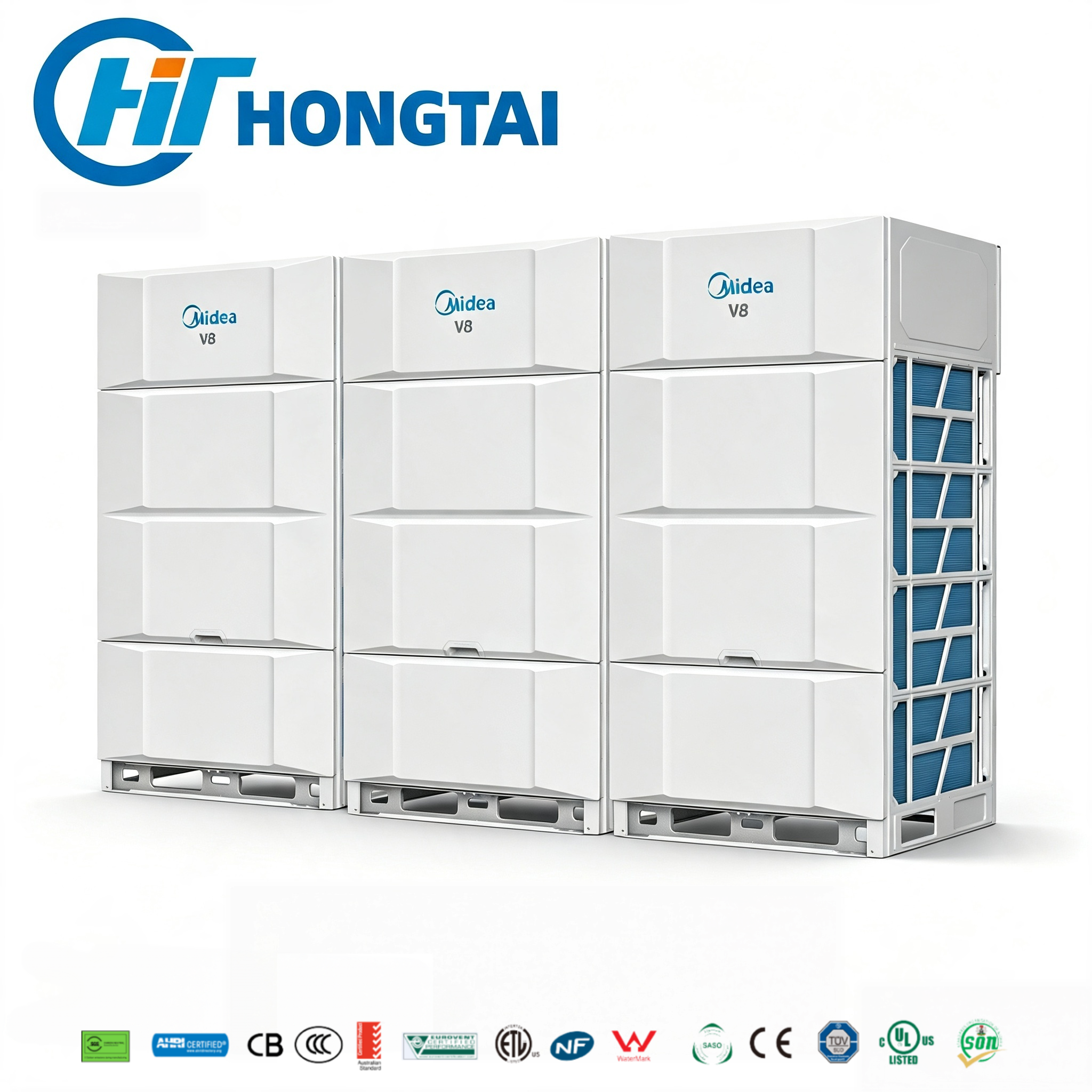 Hongtai V8 Eco Heat Recovery VRF System Simultaneous Heating Cooling COP 6.0 SEER 38 Green Building Certified CE