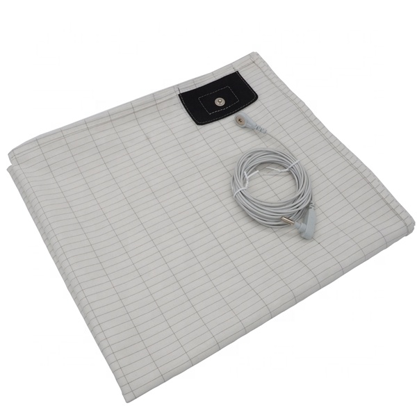15ft White PU Conductive Grounding Earthing Cable 20ft Coil Cord with Black & White Connected Mat Sheet Safety Products