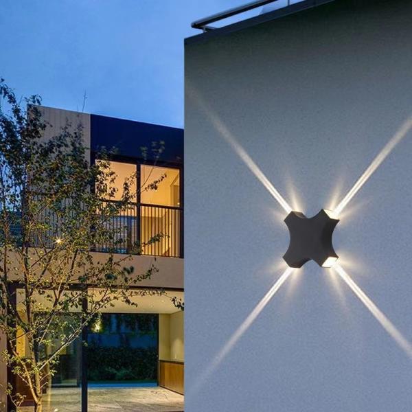 Lâmpada de parede exterior 220V 155x155x40MM preto de alumínio