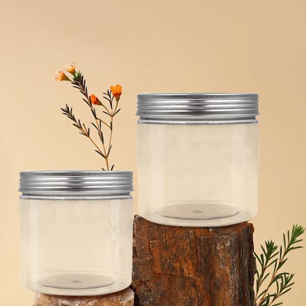 Customization Plastic Clear 17oz 20oz Wide Mouth Tea Coffee Sugar Rosin Storage Jam Jar Packaging with Lids for PET