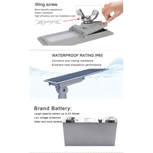 Lumen al aire libre solar elegante de la luz de calle de la aleación de aluminio 100w LED alto con la batería