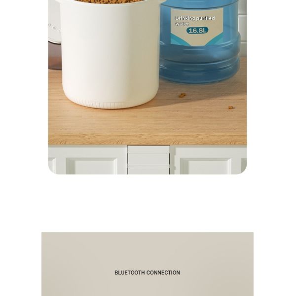 Smart Pet Solid Pattern 13L Eco-Friendly Moisture-Proof Storage Bucket Automatic Cat/Dog Grain Vacuum Bucket Battery Cat