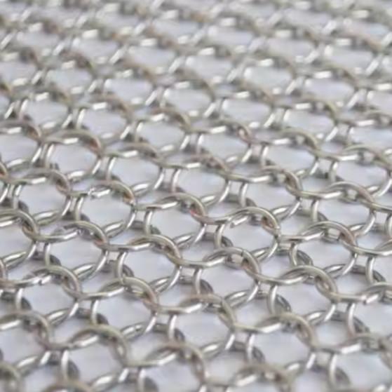 Corrosion Resistant Metal Ring Mesh Electroplated Surface For Architectural Design