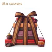 Customized Print Gold Foil Stamping Chocolate Gift Boxes with Ribbon Bow for Holiday Gifts and Corporate Hampers