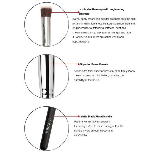Precision Round Flat Concealer Brush / Angled Makeup Brush Poly Bag Packing