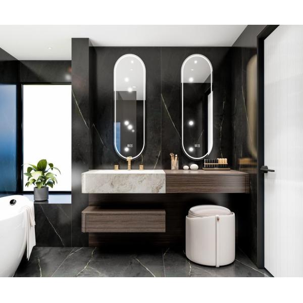 Fadior Baño de acero inoxidable con acabado de grano de madera y diseño de división