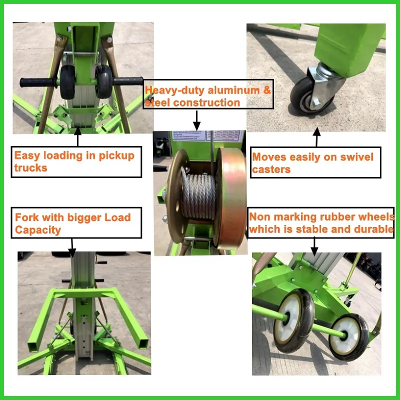 Portable Manual Material Lift with Manual One Speed Winch