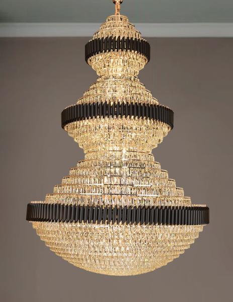 Top luxury Staircase Chandelier Lighting Large Home Decoration Crystal black ceiling light(WH-NC-93)
