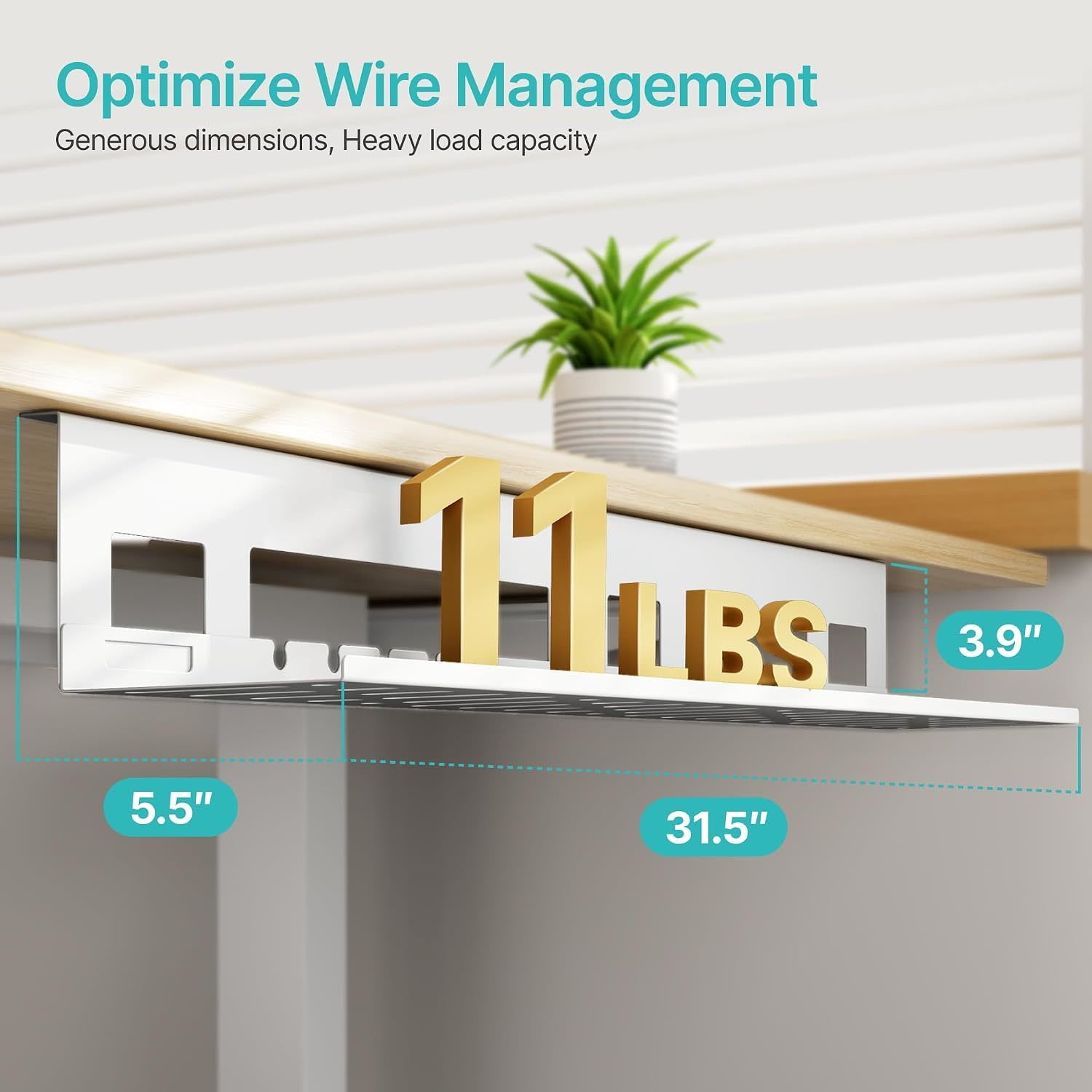 Under Desk Cable Management Tray Power Strip Holders Heavy Duty Steel Cord Organizer for Desk Office Home