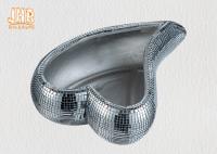 Miroir d'argent de cuvette de portion de fleur de décoration de fibre de verre de mosaïque de forme de coeur