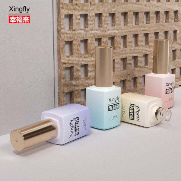 16ml Gel Polish Square Bottle Gel Nail Polishes UV Glass Bottle With Brush Cap