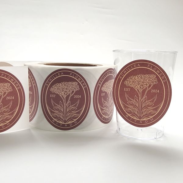 Customized Texture Paper Sticker Embossed Ellipse Label Roll Logo Design for Juice Food Cosmetic Glass Bottle