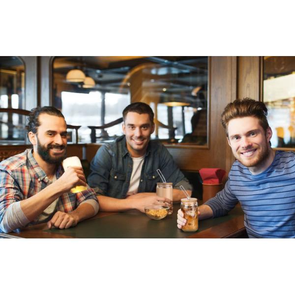 Natural Healthy 16oz Frosted Beer Glass with Bamboo Lid and Straw The Ultimate Bar Gift