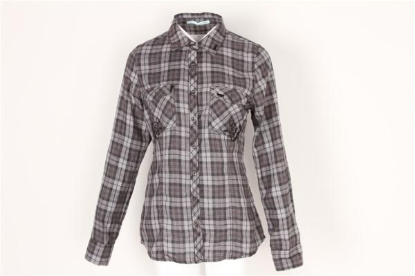 Slim fit grey Ladies Casual Plaid Shirts 56% Cotton 44% Polyester