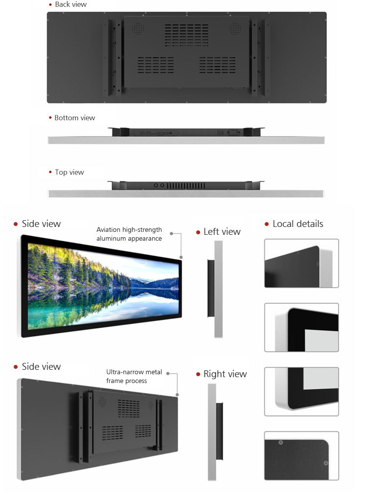Дисплей продукта рекламируя ROM 8GB EMMC LCD локальных сетей протянул Signage цифров