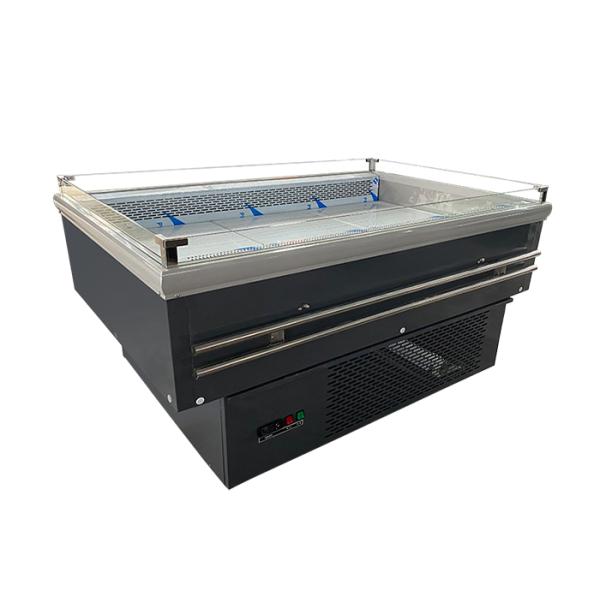 Горизонтальная витрина еды гастронома напитка овоща плода дисплея замораживателя острова супермаркета