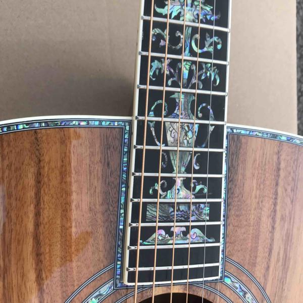 Real Abalone Inlay 41 Inch Koa Wood Round Body Classic Acoustic Guitar Free Shipping
