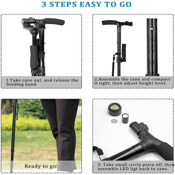 2016 wholesale folding cane free adjustable walking cane with LED light