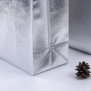 Silvery Bags, Golden bags, Handle bags, Durable Reusable Medium Non-woven Gift Bag Set Of 5,Shopping Bag,Promotional Bag