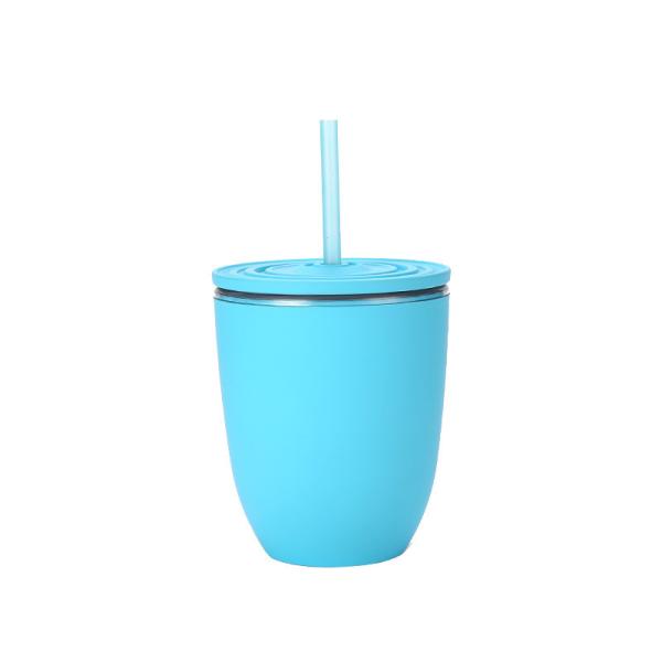 wholesale Summer Double wall Plastic mug Lightweight Large Capacity Portable Rubber Coated With Vehicle Mounted Frosted Straw water bottle