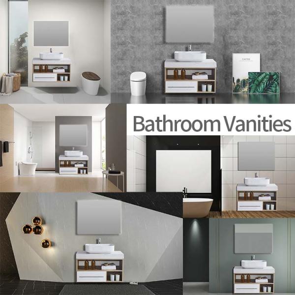 Premium Bathroom Cabinet Set PVC Surface With Vanities Eco Friendly