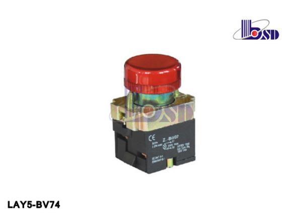 Red  Push Button Light Switch With Led Via Integral Resistance  LEC60947-5-1 Standard